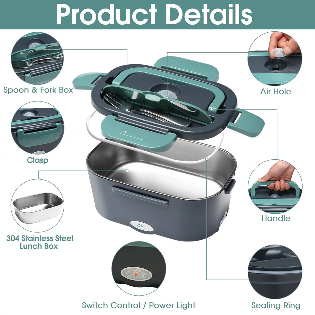 Electric Lunch Box Food Heater – 3-in-1 Portable Food Warmer for Car & Home