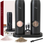 Electric Salt & Pepper Grinder Set (2 Pack) – Rechargeable, Adjustable & One-Handed Use
