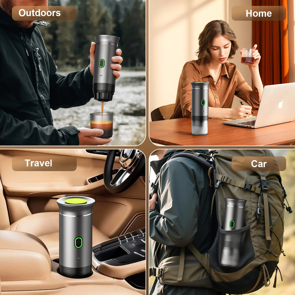 Portable Espresso Machine – 3-in-1 Mini Coffee Maker with USB-C (20 Bar, Gray)