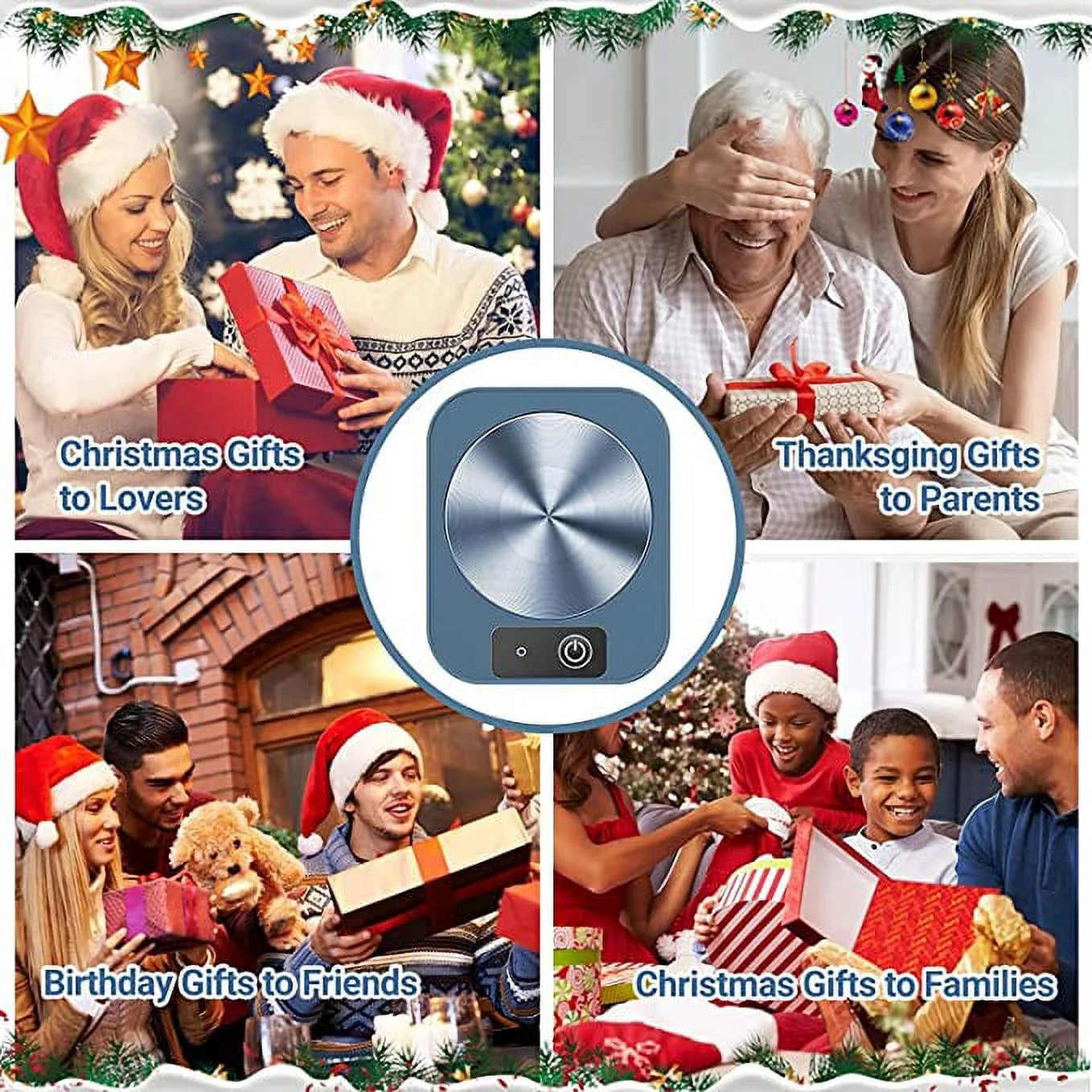 Waterproof Smart Coffee Mug Warmer – Auto Shut-Off, 2 Temp Settings (Blue)