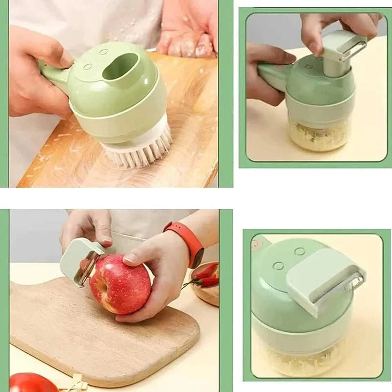 4-in-1 Handheld Electric Vegetable Cutter Set – Multifunctional Slicer, Spiralizer & Masher