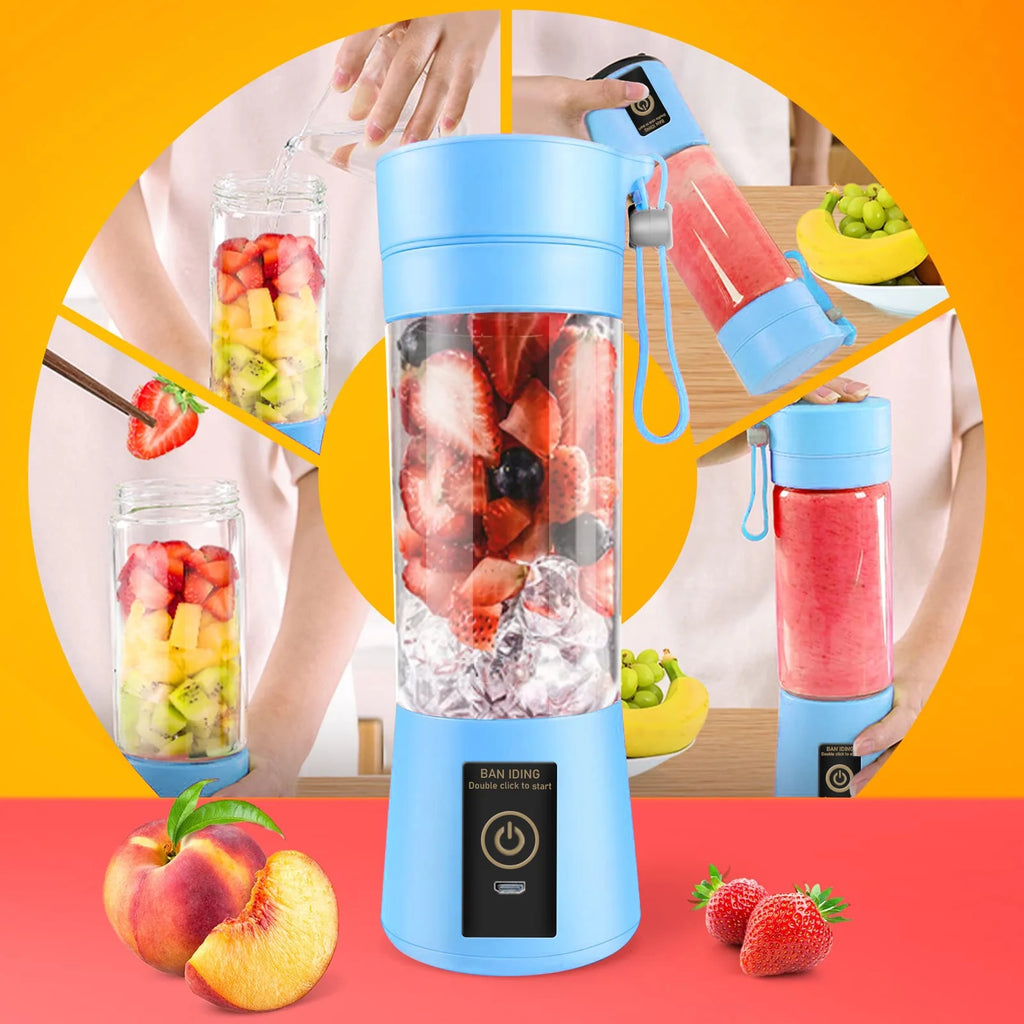 Portable Blender – USB Rechargeable Personal Juicer Cup (350ml, Blue)