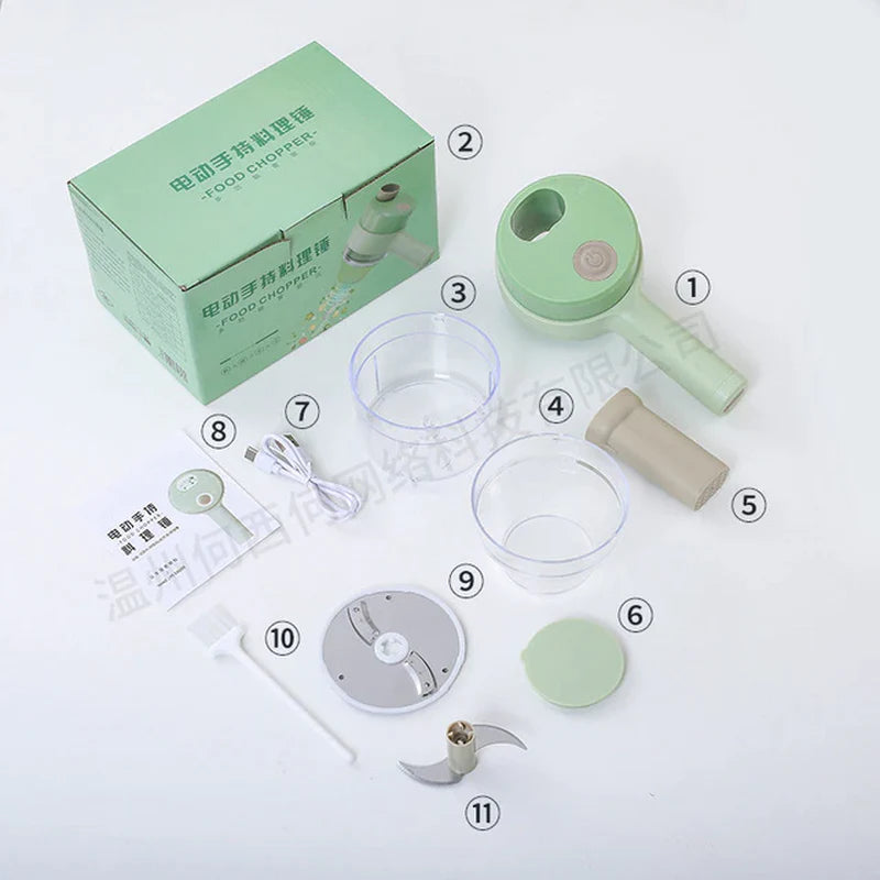 4-in-1 Handheld Electric Vegetable Cutter Set – Multifunctional Slicer, Spiralizer & Masher