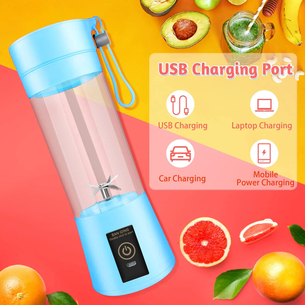 Portable Blender – USB Rechargeable Personal Juicer Cup (350ml, Blue)
