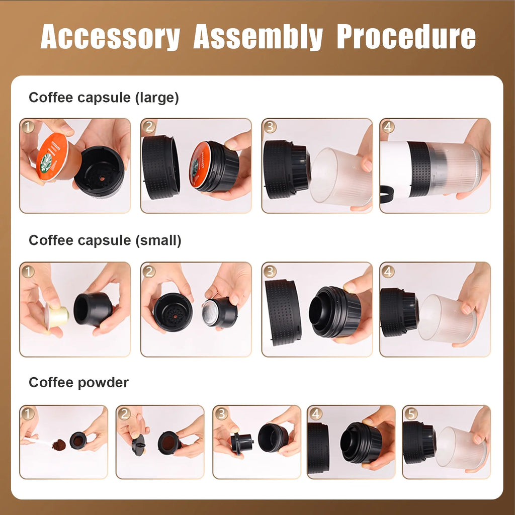 Portable Espresso Machine – 3-in-1 Mini Coffee Maker with USB-C (20 Bar, Gray)