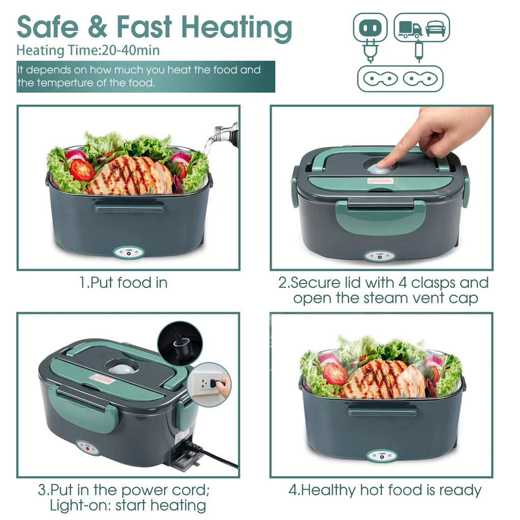 Electric Lunch Box Food Heater – 3-in-1 Portable Food Warmer for Car & Home