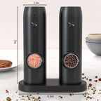 Electric Salt & Pepper Grinder Set (2 Pack) – Rechargeable, Adjustable & One-Handed Use